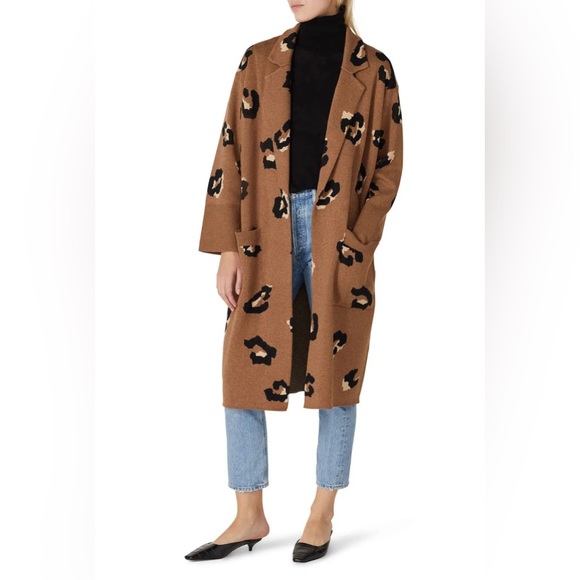 J. Crew Tan Leopard Ella Open-front Long Sweater-Cardigan Duster Blazer Medium
